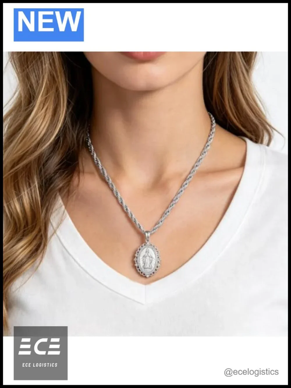 Virgin Mary Medal Pendant Necklace Catholic Religious Jewelry